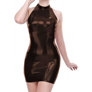 Wetlook PVC Sleeveless Sheath Mini Dress Faux Latex Bodycon Night Dress Party Clubwear Streetwear S-7XL Multi-Color