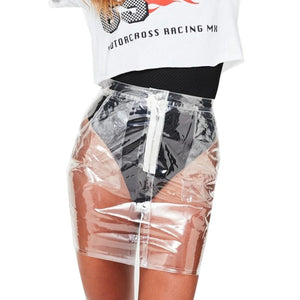 Women's Clear PVC Transparent Mini Skirt with Back Zipper Pencil Design - Multi-Color Clubwear Fashion