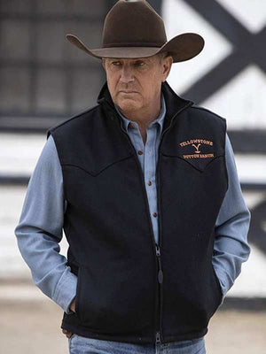 Yellowstone Dutton Ranch Embroidered Black Vest