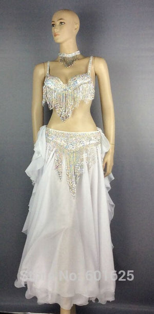 Belly dancing Performance costumes,handmade beading set bra,belt and skirt costumes,gold & silver T201+SK29