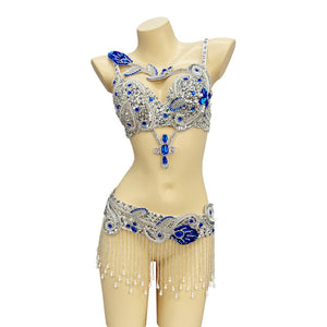 New Adult Women's Professional Belly Dance Clothing Performance Outfits Bead Crystal Belly Dance Costumes Set Bellydance Clothes tf1921