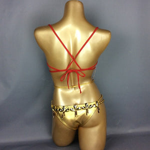 Samba Carnival Wire Bra & Panty 2pcs/Set Rainbow stones free shipping CB1721