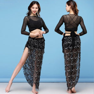 New Lady's belly Dance Costumes Lace Eastern Belly Dancing Clothes Sexy Top+Scarf 2pcs/Suit For Performance Wear HY1183
