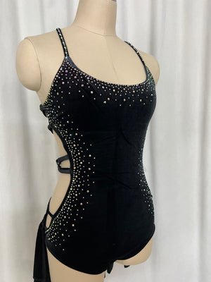 Long kimono coat stage performance costumes and black velvet dress