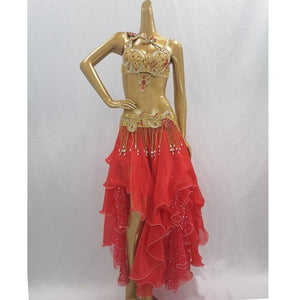 Top quality New women belly dance costume set showgirl Stage Performance belly dancing clothes bellydance bra&belt&skirt suit  TF1921 - 3pc/set