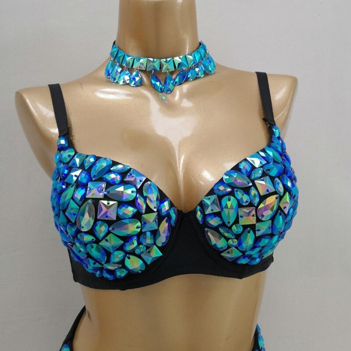 Samba Carnival Bra High Waist Pants AB Color Stone Hand Made 3 Piece