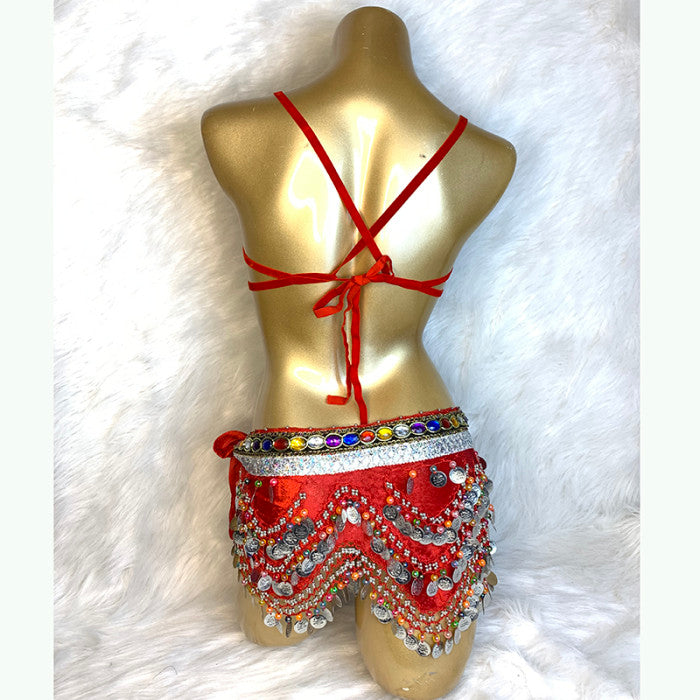 Samba Carnival Wire Bra & Belt Set Hand Made 4 Piece Belly dancing WIRE BRA + BELLY DANCE HIP scarves 320 piece coins