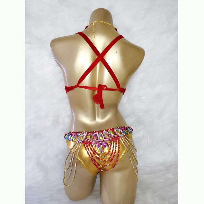 New Stage Wear Sexy Samba Carnival Handmade Belly Dance Costume Suit For Women Beaded Bra&Belt Set Party Rave Dancing Outfit C028