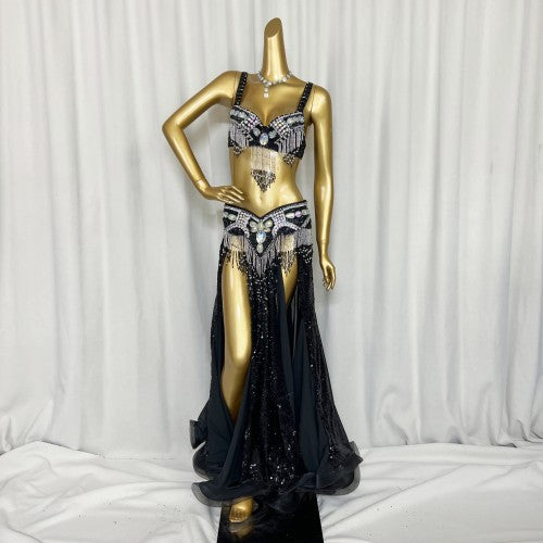 New Women's beaded belly dance costume halloween wear Bar+Belt 2pc set ladies belly dancing costumes bellydance carnival clothes tf1406