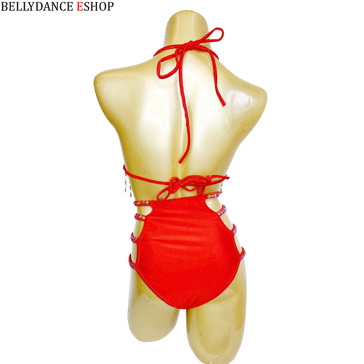 Samba Carnival Bikini And Panty Rainbow Stone Red color Handmade 2 piece BP037