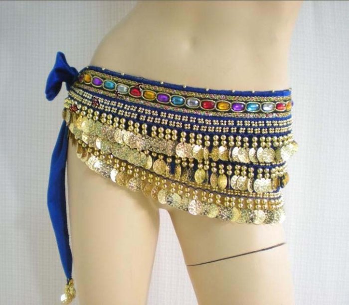 5pcs mix colors Belly dance Hip Scarf 338 coins gold/silver Coin Belt Wraps HS1015-2
