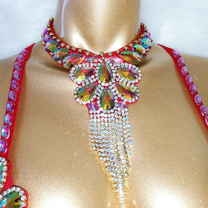 New Stage Wear Sexy Samba Carnival Handmade Belly Dance Costume Suit For Women Beaded Bra&Belt Set Party Rave Dancing Outfit C028