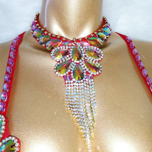 New Stage Wear Sexy Samba Carnival Handmade Belly Dance Costume Suit For Women Beaded Bra&Belt Set Party Rave Dancing Outfit C028