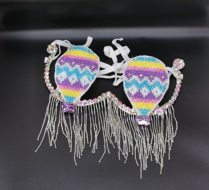 Samba Carnival Rave Festival Party Wire Bra Rainbow Stone For EDC Festival