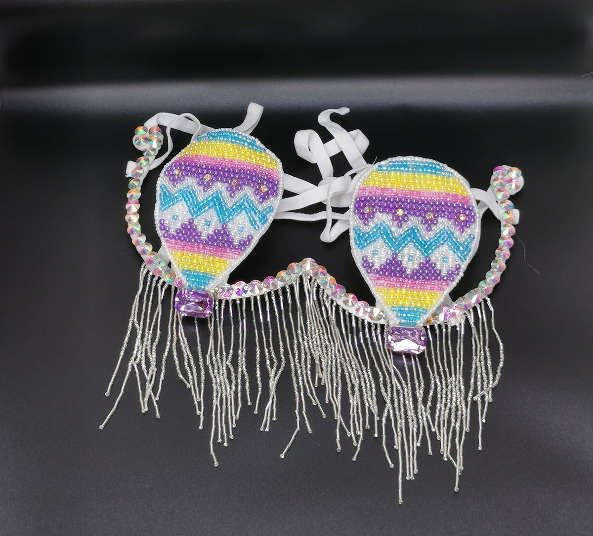 Samba Carnival Rave Festival Party Wire Bra Rainbow Stone For EDC Festival
