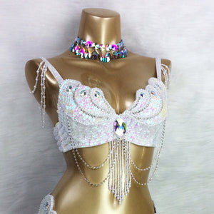 Sexy Women Beaded Sequins Belly Dance Costumes Bra Professional Belly Dancer Outfits Stage & Dance Carnival Tops BRA In USA Size  Bra2152