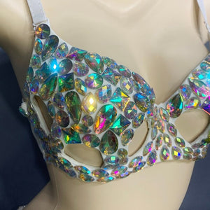 New Samba Carnival Bikini Set Bra High Waist Panty Crystal Silver Stone Hand Made 2 Piece Dance Clothes Belly Dance Costume Wear N21010