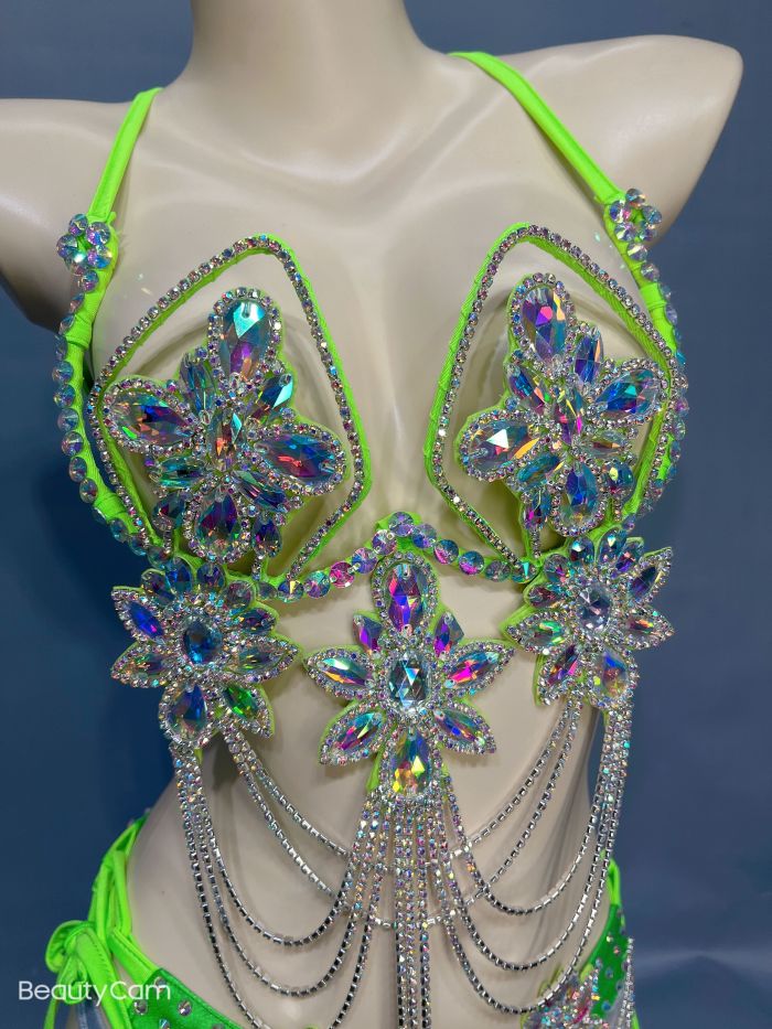 New Bra Handmade Sexy Samba Carnival Bra Stone Hollywood Women's Belly dancing Top WIRE BB026 Wire Bra