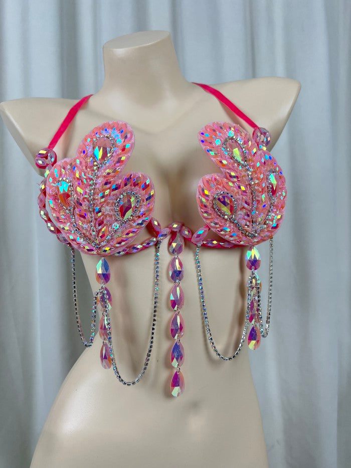 Samba Carnival Bra Rainbow Royal blue Stone Belly dancing WIRE BRA BB010