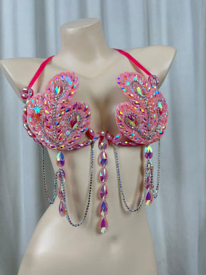 Samba Carnival Bra Rainbow Royal blue Stone Belly dancing WIRE BRA BB010