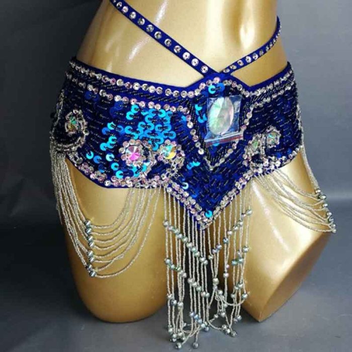 hot sale New style Women sequins Belly Dance Costume Hip Scarf Wrap bellydance Belt with tassel  beads waist chain BELT209-2