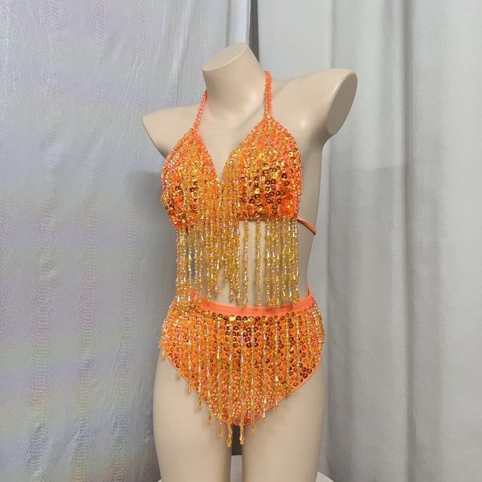 Samba Carnival Bikini And Panty Beads And Stone 2 color Handmade 2 piece BP042 For EDC Festival