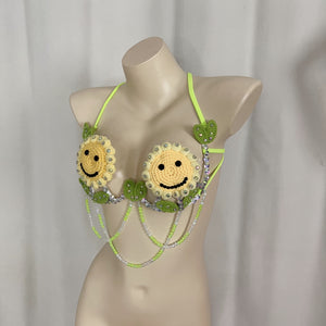 New Samba Carnival Handmade Wire Bra Smiling Sunflower Weaving Pattern For Party,EDC Carnival