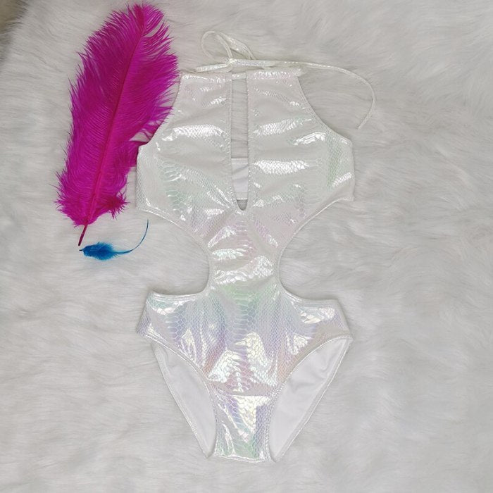 Newest Hot Women Glitter Laser Swimsuit One Piece Shiny Bikini Set Sexy Girl Summer Holiday Swimwear Beachwear Bathing Suit