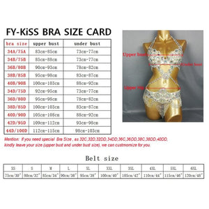 Free Shipping Hand Beaded Belly Dance Samba Costumes Gold Color Bra and Belt 2pcs TF1618