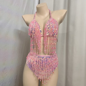 Samba Carnival Bikini And Panty Beads And Stone 2 color Handmade 2 piece BP042 For EDC Festival