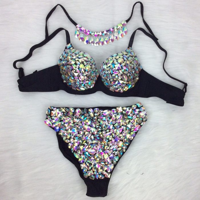 Samba Carnival Bra High Waist Pants AB Color Stone Hand Made 3 Piece