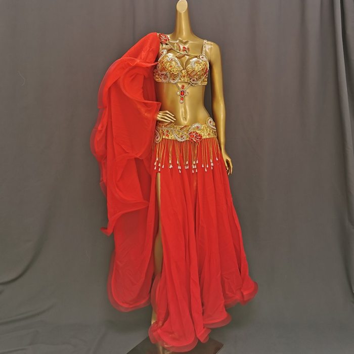 New Professional Sequined Belly Dance Clothing Performance Outfits Belly Dancing Clothes Bellydance Bra&Belt&Skirt Suit TF1921 + SK1905