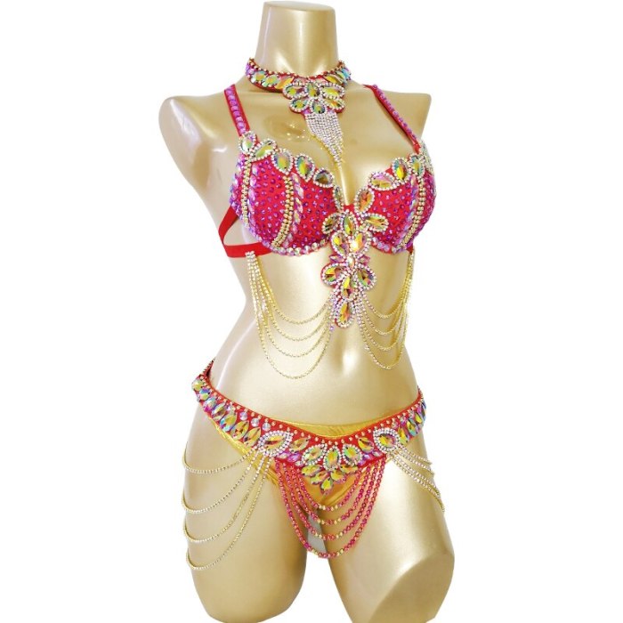 New Stage Wear Sexy Samba Carnival Handmade Belly Dance Costume Suit For Women Beaded Bra&Belt Set Party Rave Dancing Outfit C028