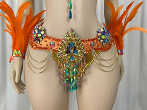 Samba Costumes Handmade Wire Bra And Belt With Feather Piece For Festival Costumes