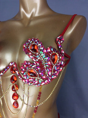Samba Carnival Bra Rainbow Royal blue Stone Belly dancing WIRE BRA BB010