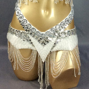 Sexy Women's beads sequins Belly Dance Costume Hip Scarf Wrap bellydance Belt with tassel bellydancing waist chain BELT250