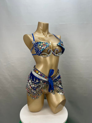 Samba Carnival Wire Bra & Belt Set Hand Made 4 Piece Belly dancing WIRE BRA + BELLY DANCE HIP scarves 320 piece coins