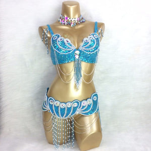 New belly dance Samba costume set BRA+belt+NECKLACE  3piece/ set ,any size,34/36/38/40/42 B/C/D/DD TF2152