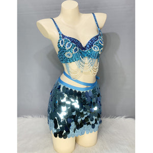 Oriental Belly Dance Costumes Sequin Tassel Belly Dancing Bra Hip Wrap Panty 3pcs Set Stage Professional Outfits Carnival Suit N21015