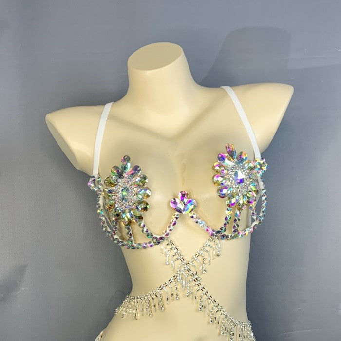 New Bra Handmade Sexy Samba Carnival Bra Stone Hollywood Women's Belly dancing Top WIRE BRA
