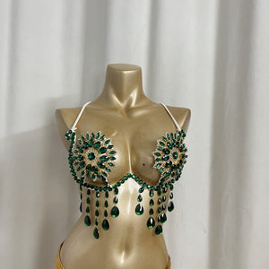 New Handmade Samba Carnival  Wire Bra With Stones For EDC Festival Rave Carnival BB061