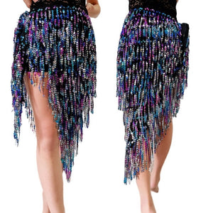 New Bellydance Hip Scarf Tassel Hip Scarves Beaded Sequins Belly Dance Waist Chain Belly Dancing Shawl Belt