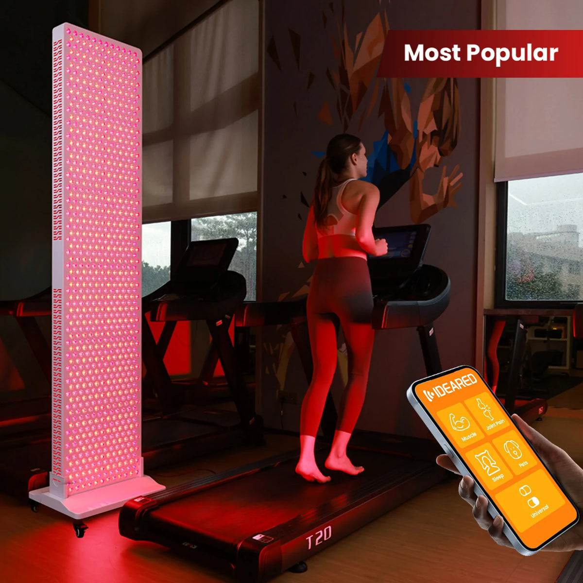 Person using the RLPRO1200 red light therapy panel