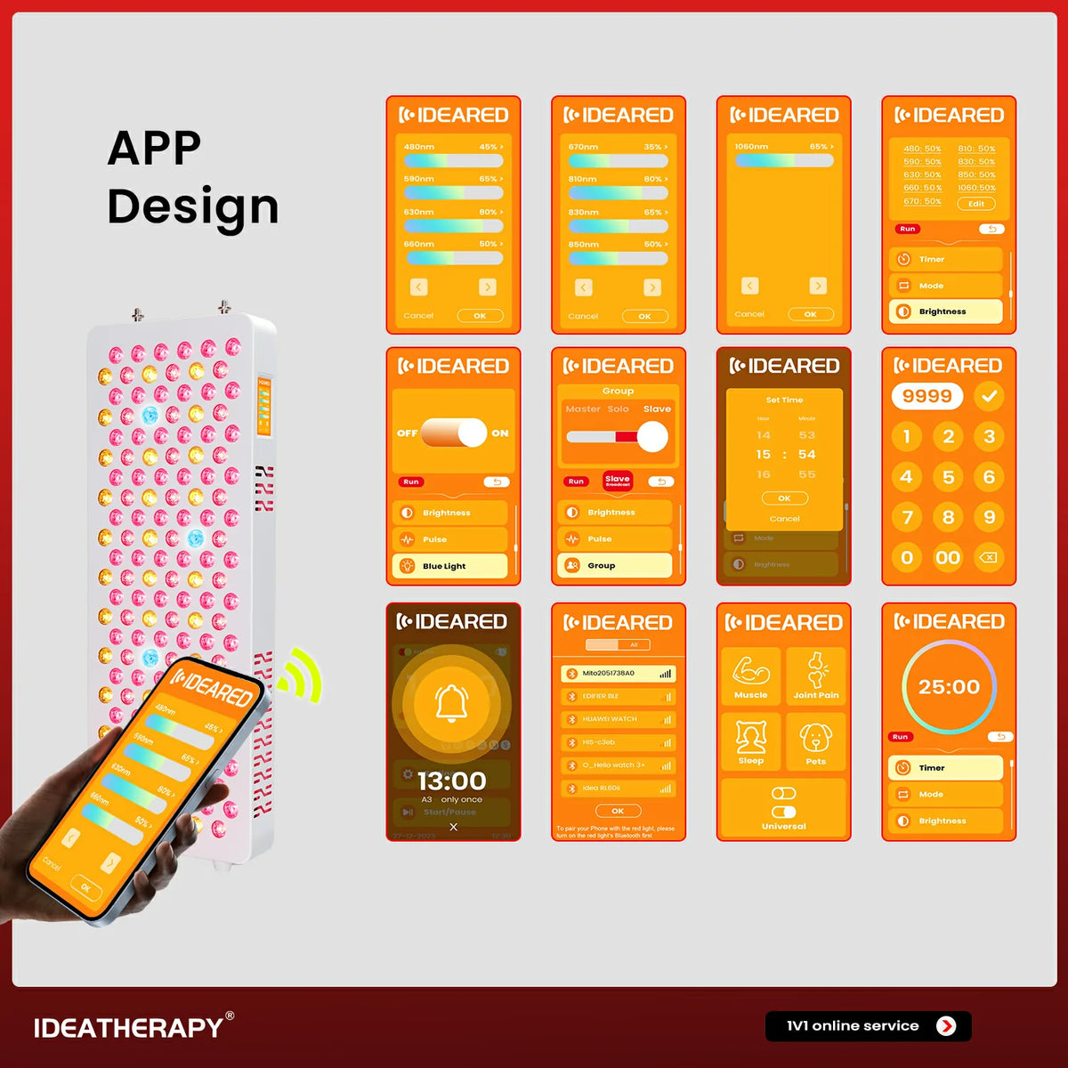RLPRO200 red light therapy panel app and control screen