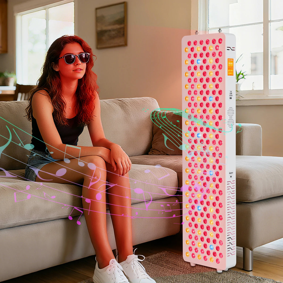 Person using the RLPRO300-X2 red light therapy panel