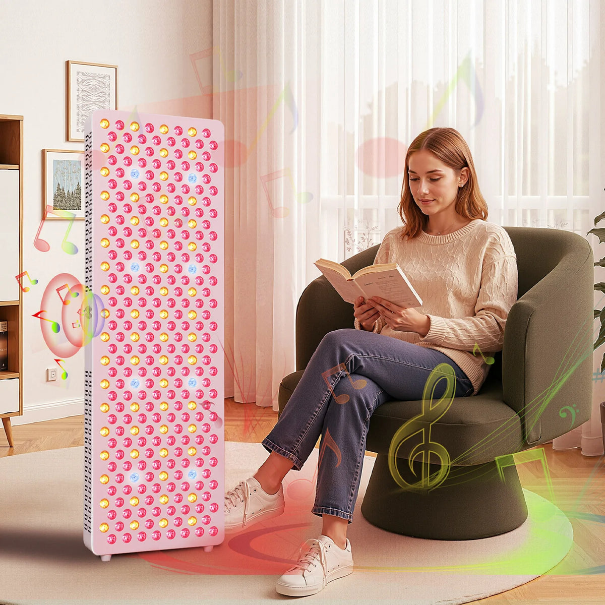 Person using the RLPRO300MAX-X2 red light therapy panel