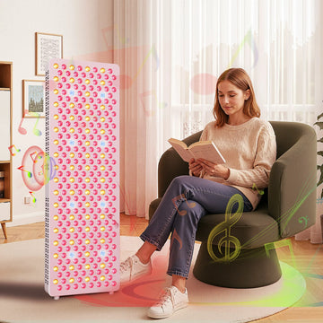 Person using the RLPRO300MAX-X2 red light therapy panel