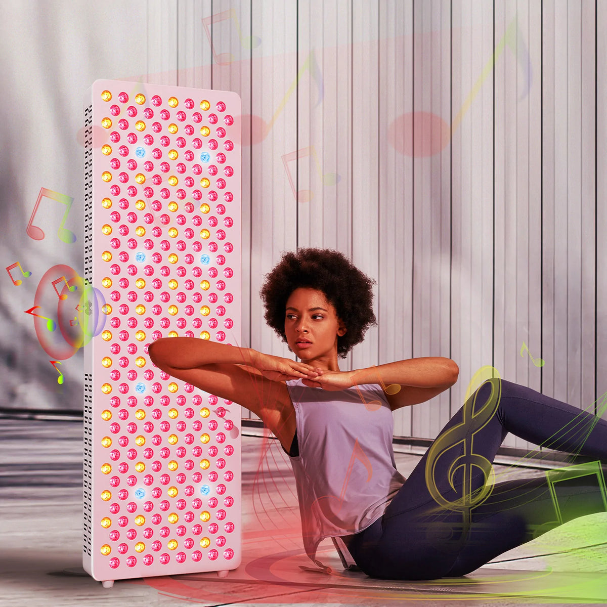 Person using the RLPRO300MAX-X2 red light therapy panel