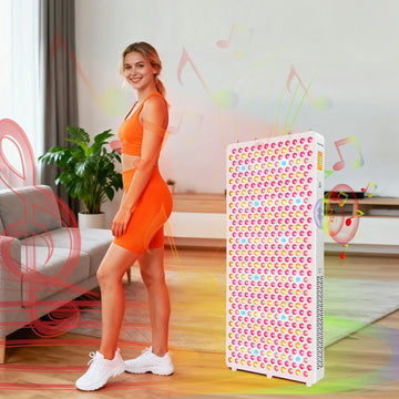Person using the RLPRO600-X2 red light therapy panel
