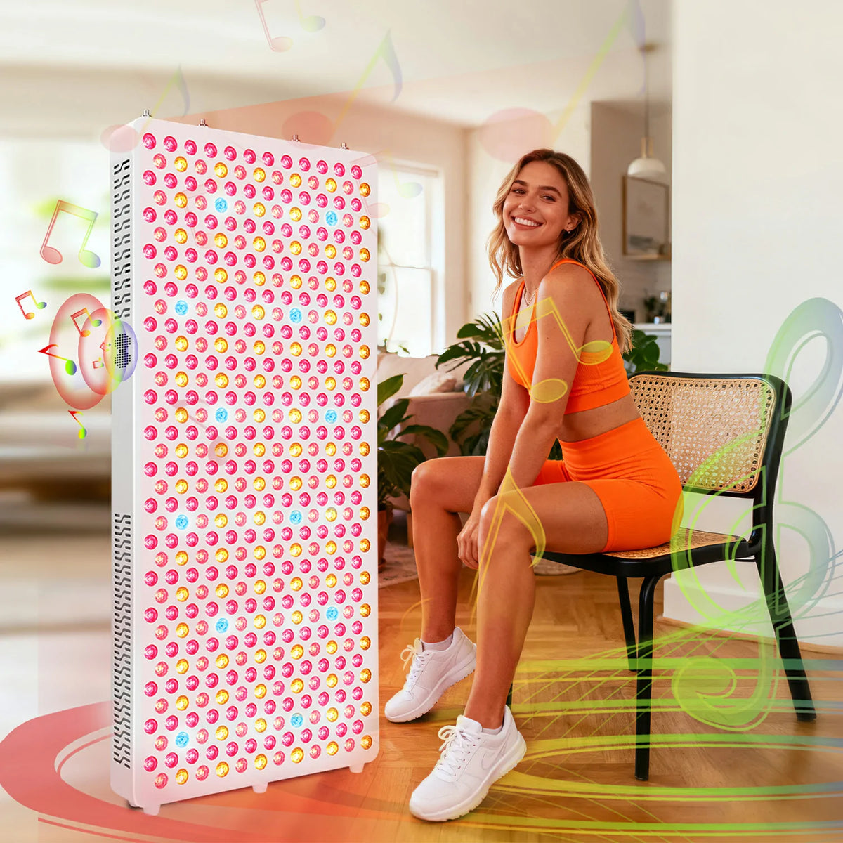 Person using the RLPRO600-X2 red light therapy panel